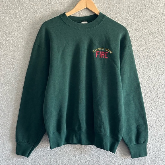 munsing Wear Other - Vintage US Fire Service Sweatshirt Crewneck Pullover Green Sz Large Made in USA